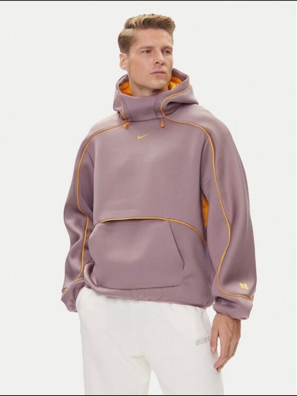 Nike Kids' Lavender Puffer Hoodie with Yellow Trim